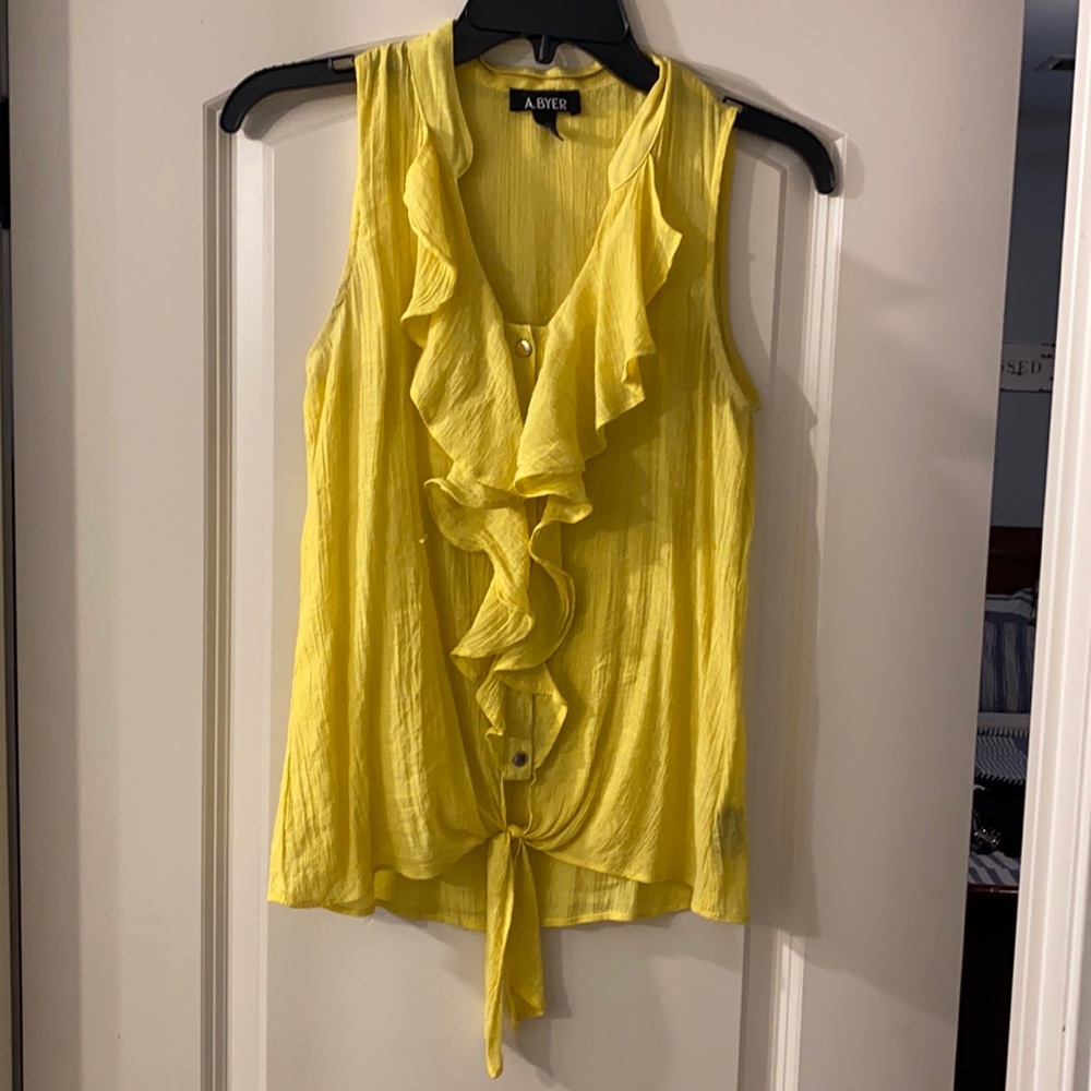 Yellow Ruffle Sleeveless
